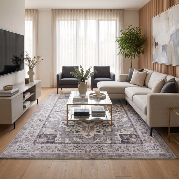 שטיח רחיץ מלטה  01 צבעוני | Malta Washable Rug, Dreamy Morning Glow, styled props.