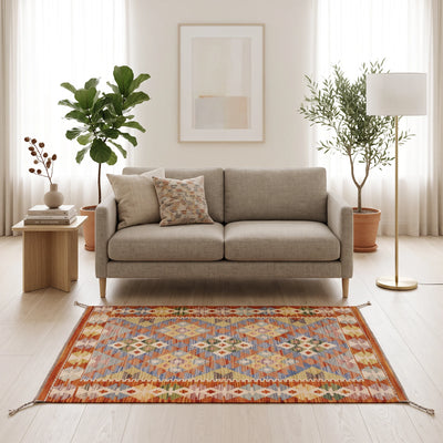 שטיח קילים אפגני 00 צבעוני 125*80, Dreamy Morning Glow, styled props.