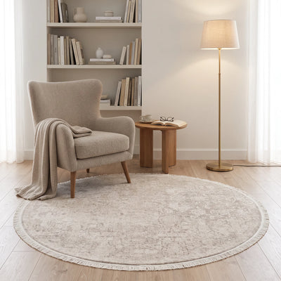 שטיח נול בוטיק 31 בז' עגול | Nool boutique, Dreamy Morning Glow, styled props.