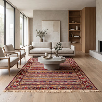 שטיח סומק פרסי 00 צבעוני 293*200 | Persian Sumak, Dreamy Morning Glow, styled props.