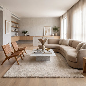 שטיח שאגי טאץ' 01 BEIGE, Dreamy Morning Glow, styled props.