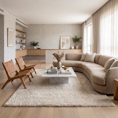 שטיח שאגי טאץ' 01 BEIGE, Dreamy Morning Glow, styled props.
