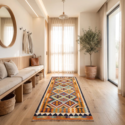 שטיח קילים אפגני 00 צבעוני 205*82, Dreamy Morning Glow, styled props.
