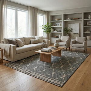 שטיח ונציה 01 אפור | Venice Indoor/Outdoor Rug, Soft Window Light, styled props.