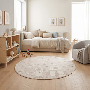 שטיח אסטרונאוט 01 קרם עגול, Dreamy Morning Glow, styled props.