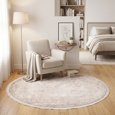 שטיח נול בוטיק 44 בז' עגול | Nool boutique, Dreamy Morning Glow, styled props.