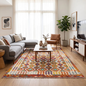 שטיח קילים אפגני 00 צבעוני 298*198, Dreamy Morning Glow, styled props.