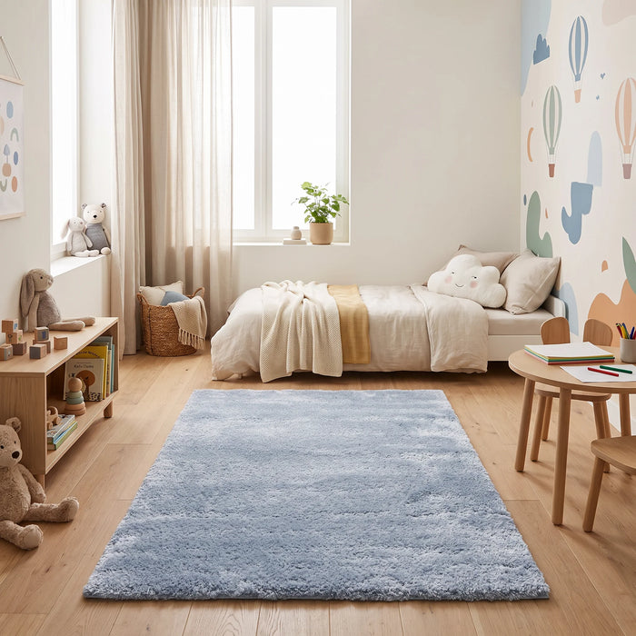 שטיח שאגי טאץ' 01 BLUE, Dreamy Morning Glow, styled props.
