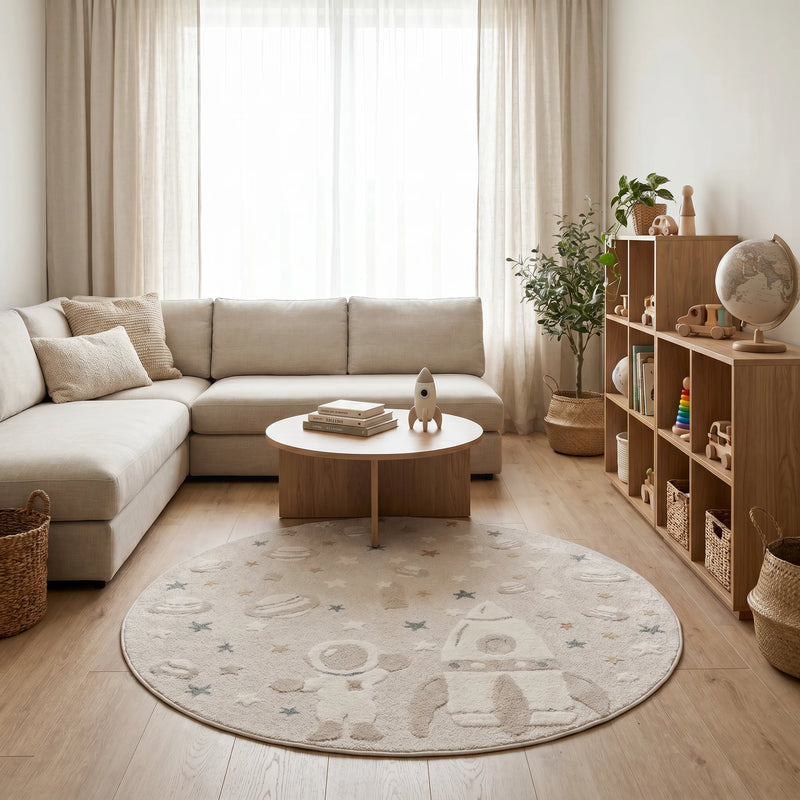 שטיח אסטרונאוט 01 קרם עגול, Dreamy Morning Glow, styled props.