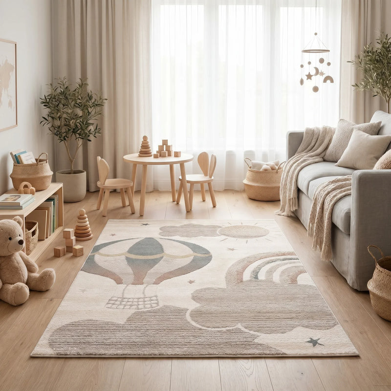 שטיח כדור פורח 01 קרם, Dreamy Morning Glow, styled props.