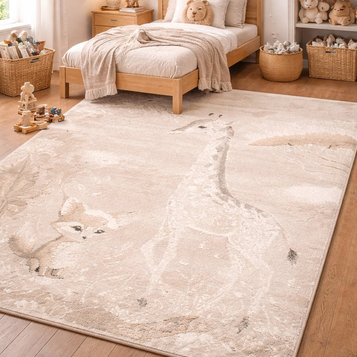 שטיח ג'ירף ושועל 01 בז'