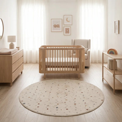 שטיח נקודות 01 קרם עגול, Dreamy Morning Glow, styled props.