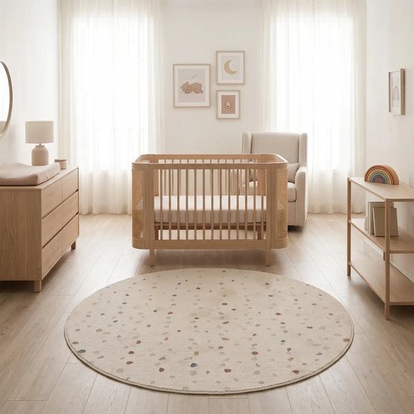 שטיח נקודות 01 קרם עגול, Dreamy Morning Glow, styled props.