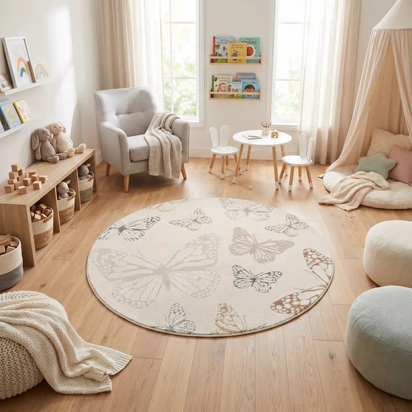 שטיח פרפר 01 קרם עגול, Dreamy Morning Glow, styled props.