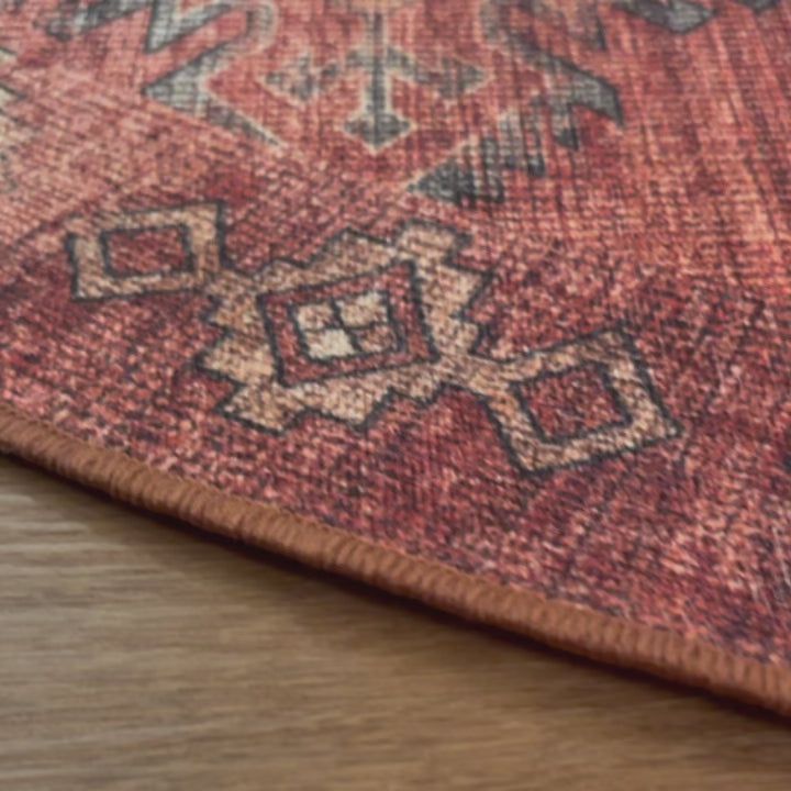 שטיח וינטאז' רוז 05 אדום בריק עגול